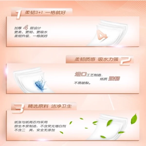 Jie Rou C&S 4-ply Toilet Rolls 洁柔4层无香有芯卷纸 135g*12 - Image 3